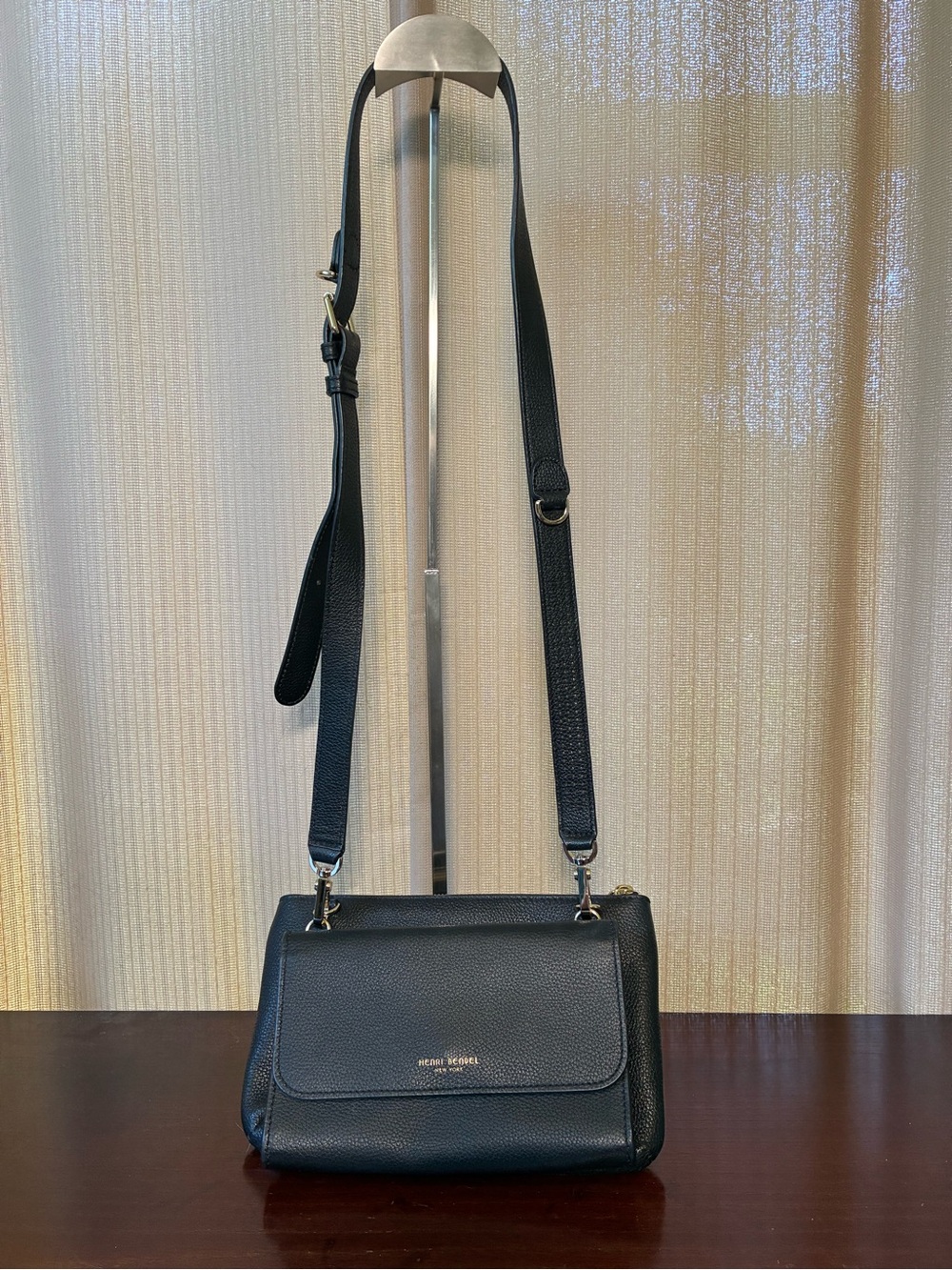 Henri Bendel Black Pebbled Leather Crossbody Bag